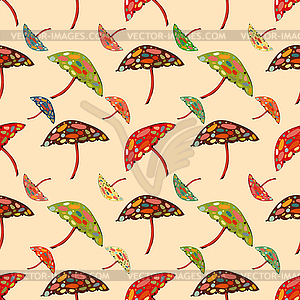 Abstract umbrellas seamless pattern background - vector clip art