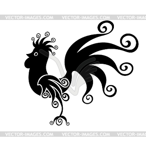 Cock black Vintage fabulous silhouette pattern bird - vector image