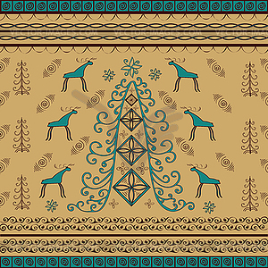 Tree moose natural ethnic background - vector clip art