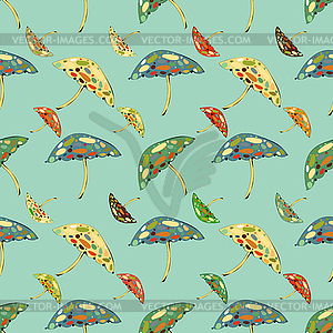 Abstract umbrellas seamless pattern background - vector clip art