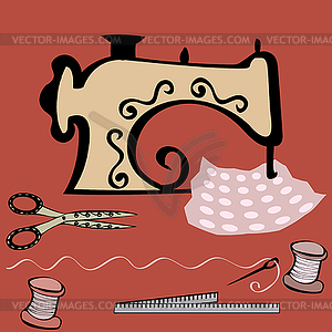 Sewing machine craft working table - vector clipart