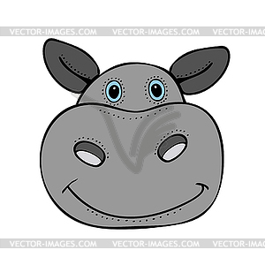 Hippo cute funny cartoon head - vector clipart