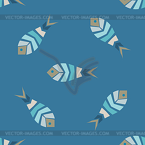 Flock of fish mosaic seamless pattern - vector clipart
