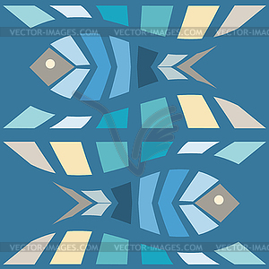 Бесшовный фон с мозаикой рыбы - иллюстрация в векторном формате
