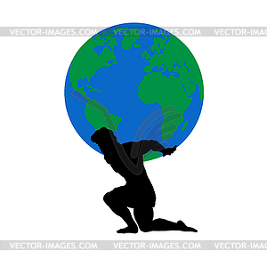 Atlas Titan god holds earth silhouette ancient - stock vector clipart