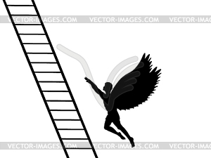 Man flying up career ladder silhouette mythology - vector image