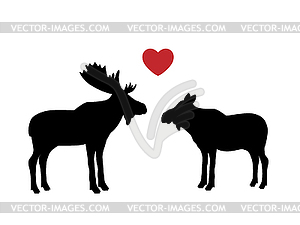 Elk moose love mammal black silhouette animal - vector clip art