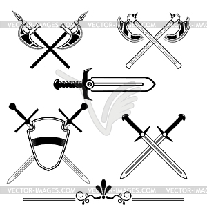 Knightly swords and battle-axes - vector clip art