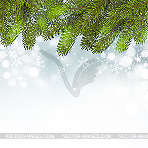 Christmas background with snow and branches - vector clipart