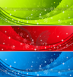 Christmas color banner with snowflakes - vector image