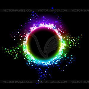 Dark background with shiny round frame - vector clipart