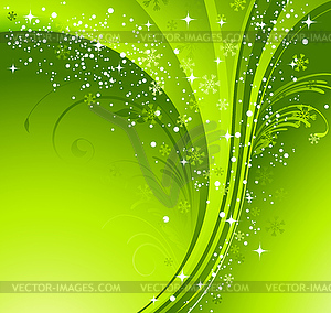 Green Christmas banner with snowflakes - vector image