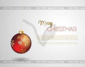 Merry Christmas card with red bauble - vector clipart