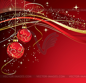 Background with Christmas baubles and snowflakes - vector clip art