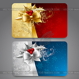 Collection of gift cards with ribbons. background - vector clipart