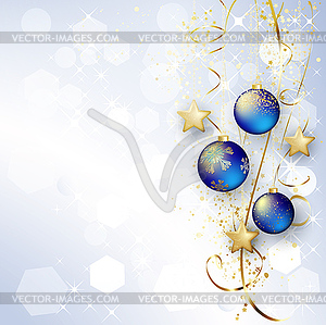 Background with Christmas baubles and snowflakes - vector clip art