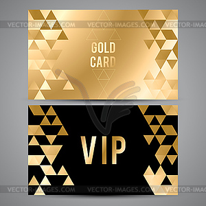 VIP cards. Black and golden design. Triangle - vector image