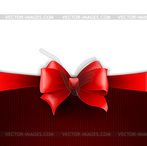 Invitation card with red holiday ribbon and bow - vector image