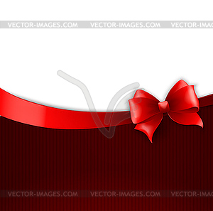 Invitation card with red holiday ribbon and bow - vector clipart