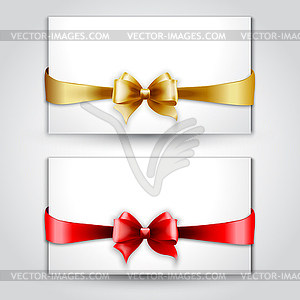 Invitation card with Gold and red holiday bow - vector clipart / vector image