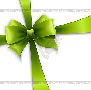 Invitation card with Green holiday ribbon and bow - vector clipart / vector image