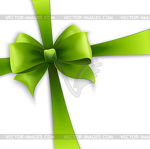 Invitation card with Green holiday ribbon and bow - vector image