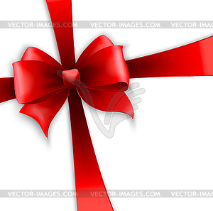 Invitation card with red holiday ribbon and bow - vector clipart