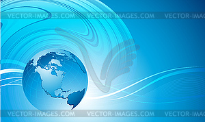 Abstract waves with globe. design eps 10 - vector image