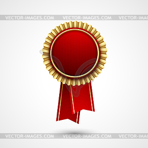 Red Color award badge and ribbon. Premium quality - vector image