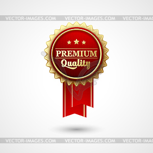 Red Color award badge and ribbon - vector clip art