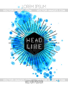 Background with blue color splash. Retro style - vector clip art