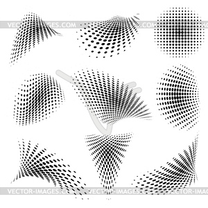 Set of Abstract Halftone Design Elements - vector image