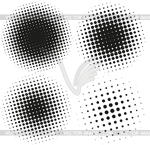 Set of Abstract Halftone Design Elements - vector image