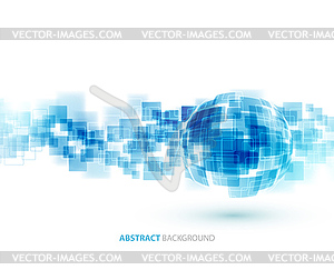 Синий блестящий квадратов технический фон - векторное изображение