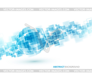 Blue shiny squares technical background - vector clip art