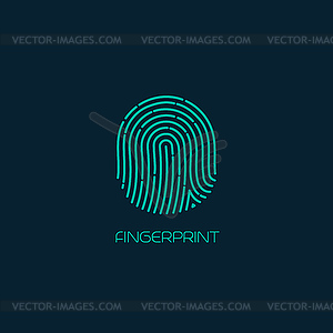 Fingerprint identification icon - vector clip art