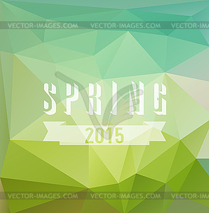 Colored triangular background with spring text - vector image