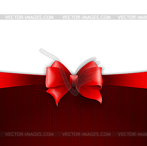 Invitation card with red holiday ribbon and bow - vector clipart