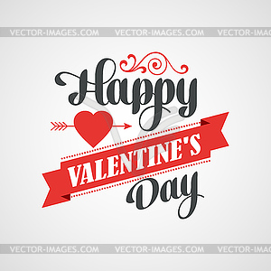 Happy Valentines Day Lettering Card. Typographic - vector image