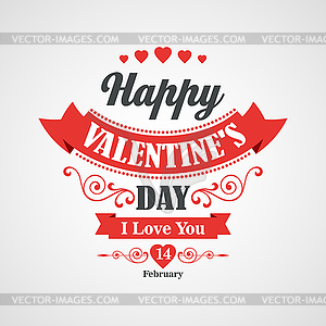 Happy Valentines Day Lettering Card. Typographic - vector clip art