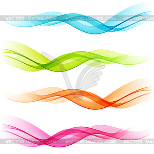 Set of Abstract color transparent curved lines - vector clipart