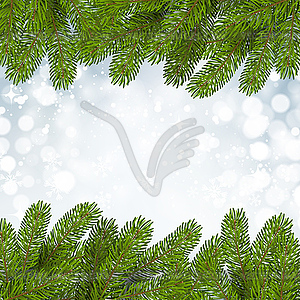 Christmas background with snow and branches - vector image