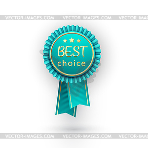 Best choice blue label with ribbons - vector image