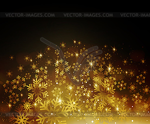 Golden snowflake on dark background - vector clip art