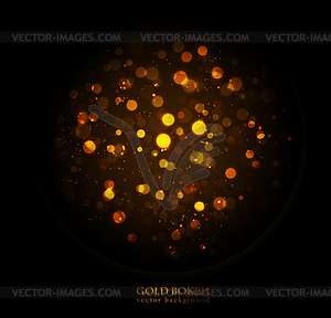 Magic sparkle, gold dots on dark background. bokeh - vector clipart