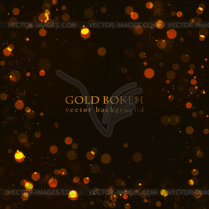 Magic sparkle, gold dots on dark background. bokeh - vector clipart / vector image