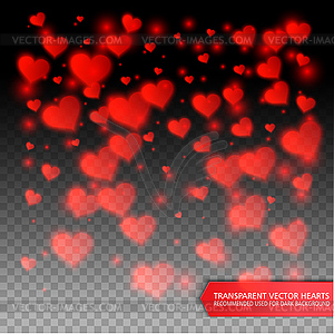 Confetti falling of red hearts - vector clipart