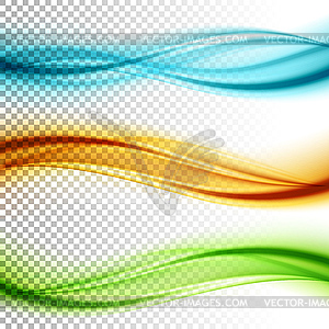 Abstract smooth color wave set on transparent - vector clipart