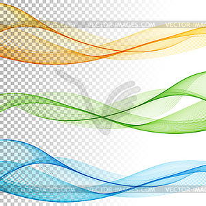 Abstract smooth color wave set on transparent - vector clipart / vector image