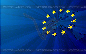 Europe map and European union flag - vector image